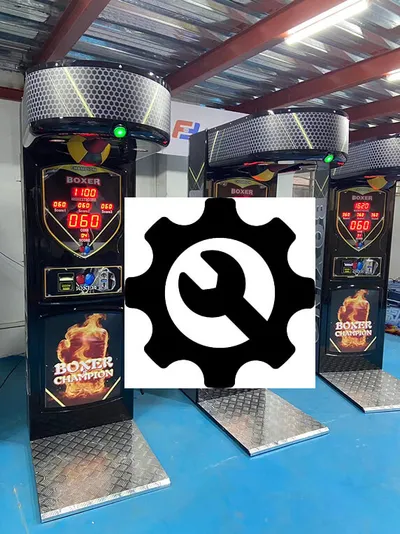 Professional repair and impact sensor testing on commercial electronic boxing machine in Dhaka